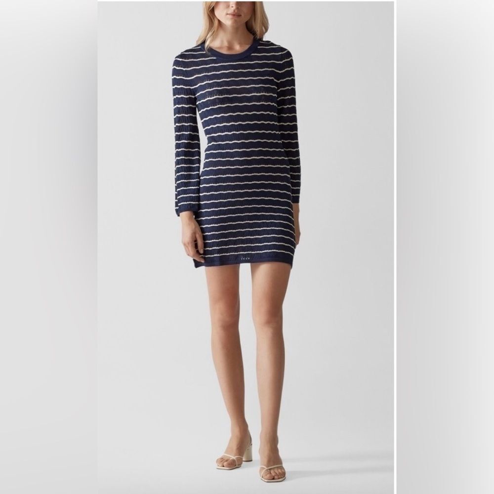Baum und Pferdgarten Chrisanna Navy & White Striped Long Sleeve Knit Dress SZ S